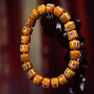 Foviel Vintage Tibetan Bone Beads Braided Rope Positive Balance Bracelet