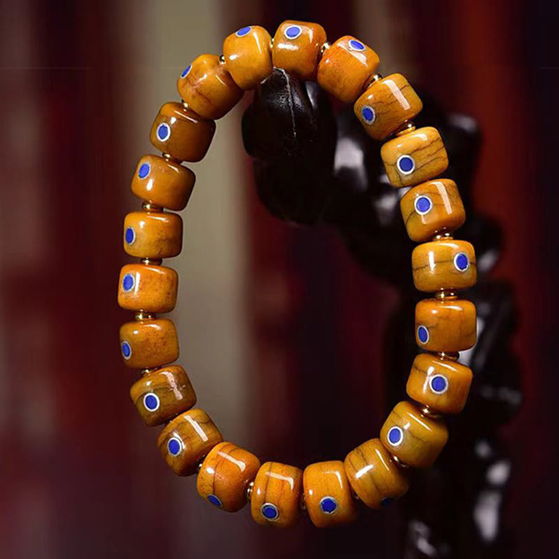 Foviel Vintage Tibetan Bone Beads Braided Rope Positive Balance Bracelet