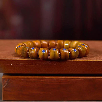 Foviel Vintage Tibetan Bone Beads Braided Rope Positive Balance Bracelet