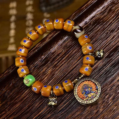 Foviel Vintage Tibetan Bone Beads Braided Rope Positive Balance Bracelet