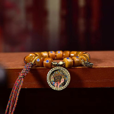 Foviel Vintage Tibetan Bone Beads Braided Rope Positive Balance Bracelet