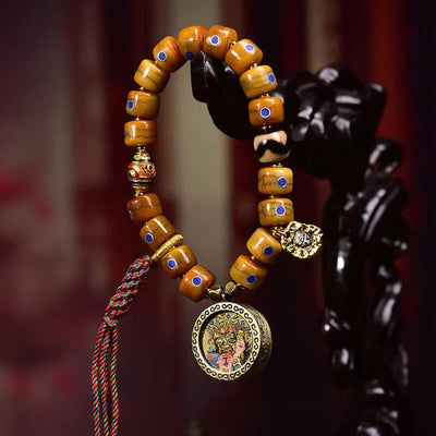 Foviel Vintage Tibetan Bone Beads Braided Rope Positive Balance Bracelet