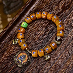 Foviel Vintage Tibetan Bone Beads Braided Rope Positive Balance Bracelet