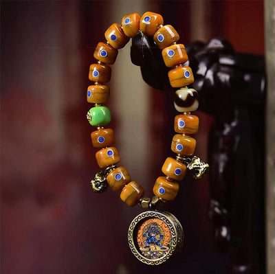 Foviel Vintage Tibetan Bone Beads Braided Rope Positive Balance Bracelet