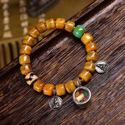 Foviel Vintage Tibetan Bone Beads Dzi Bead Cute Fox Balance Bracelet