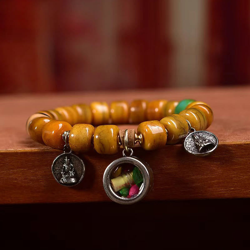 Foviel Vintage Tibetan Bone Beads Dzi Bead Cute Fox Balance Bracelet
