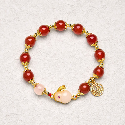 Foviel Rote Achat Chalcedon Kaninchen Fu Charakter Vertrauen Armband