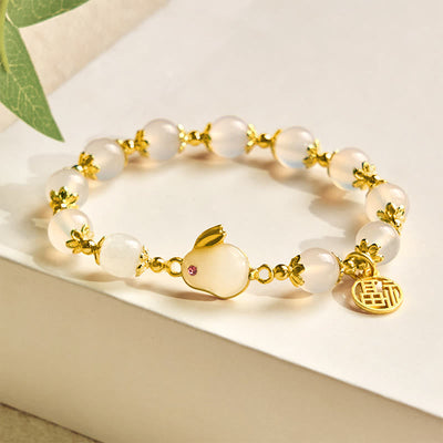 Foviel Rote Achat Chalcedon Kaninchen Fu Charakter Vertrauen Armband