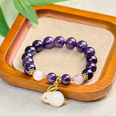 Foviel Natürliche Amethyst Kaninchen Perlen inneren Frieden Armband