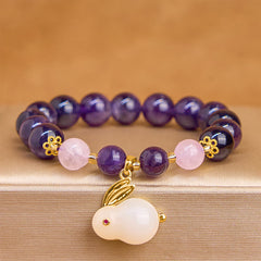 Foviel Natürliche Amethyst Kaninchen Perlen inneren Frieden Armband