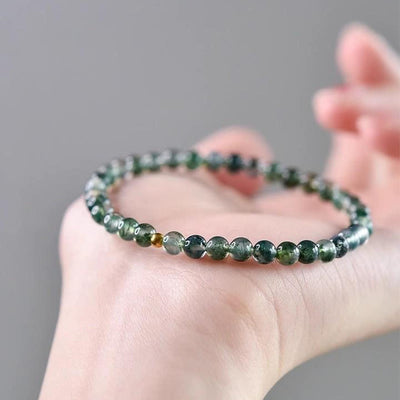 Foviel Moss Achat Glückliche Perlen-Beat Soothing Armband