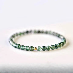 Foviel Moss Achat Glückliche Perlen-Beat Soothing Armband