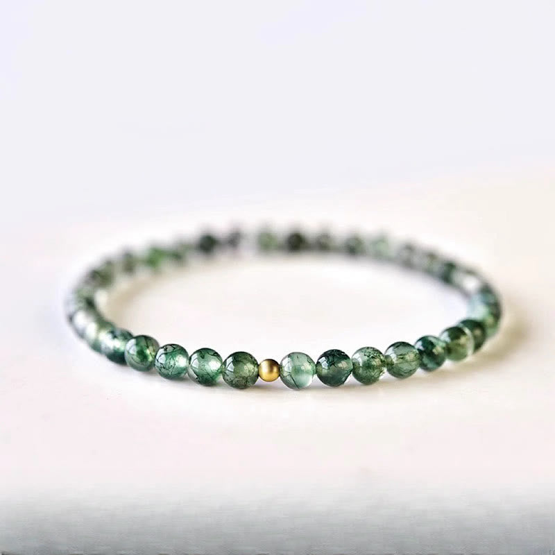 Foviel Moss Achat Glückliche Perlen-Beat Soothing Armband