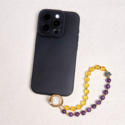 Foviel Natural Amethyst Citrine Healing Key Chain Phone Hanging Decoration