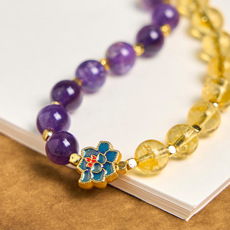 Foviel Natürliche Amethyst Citrin spirituell Schlüsselanhänger Handyanhänger