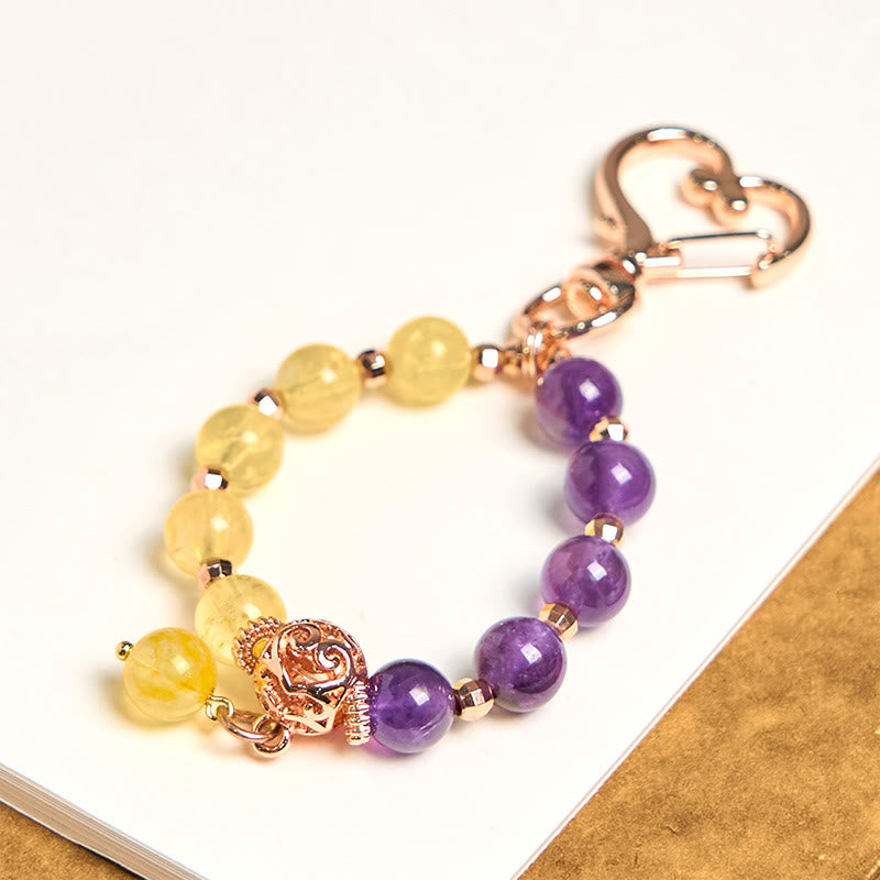 Foviel Natürliche Amethyst Citrin Perle spirituell Schlüsselanhänger hängen Dekoration
