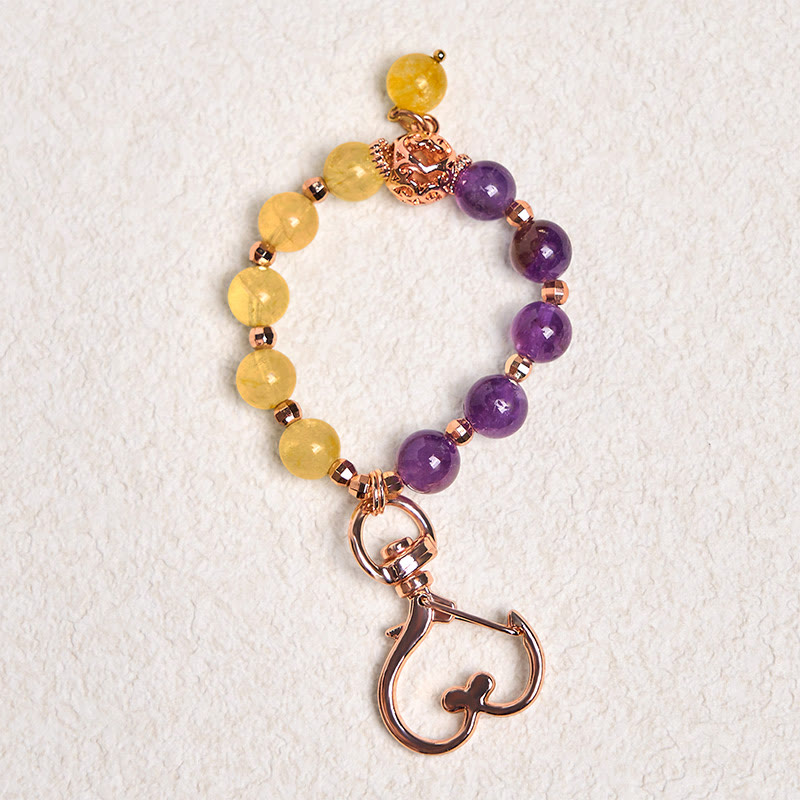 Foviel Natürliche Amethyst Citrin Perle spirituell Schlüsselanhänger hängen Dekoration