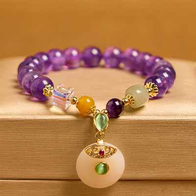 Foviel Natürliche Amethyst Frieden Schnalle Charme Spirituelle Armband