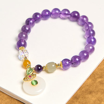 Foviel Natürliche Amethyst Frieden Schnalle Charme Spirituelle Armband