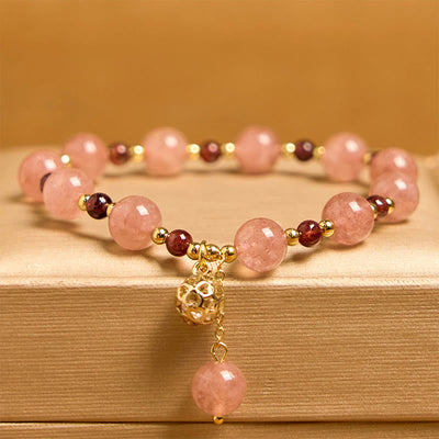 Foviel Natürliche Erdbeerquarz Granat Heilendes Armband