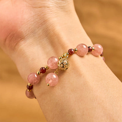 Foviel Natürliche Erdbeerquarz Granat Heilendes Armband