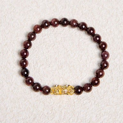 Foviel Natürliche Granatperlen PiXiu Schutz Armband