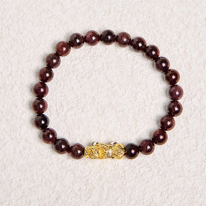 Foviel Natürliche Granatperlen PiXiu Schutz Armband