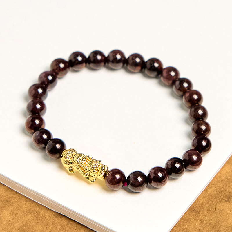 Foviel Natural Garnet Beads PiXiu Protection Bracelet