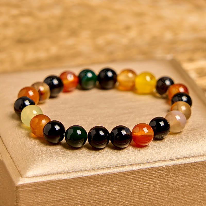 Foviel Natural Colorful Chalcedony Agate Harmony Bracelet