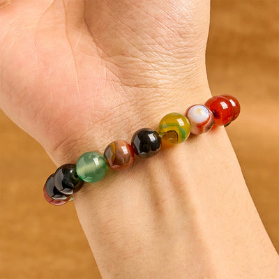 Foviel Natural Colorful Chalcedony Agate Harmony Bracelet