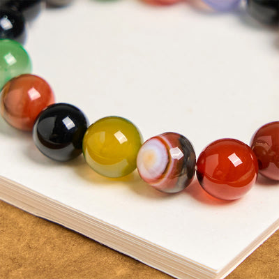 Foviel Natural Colorful Chalcedony Agate Harmony Bracelet