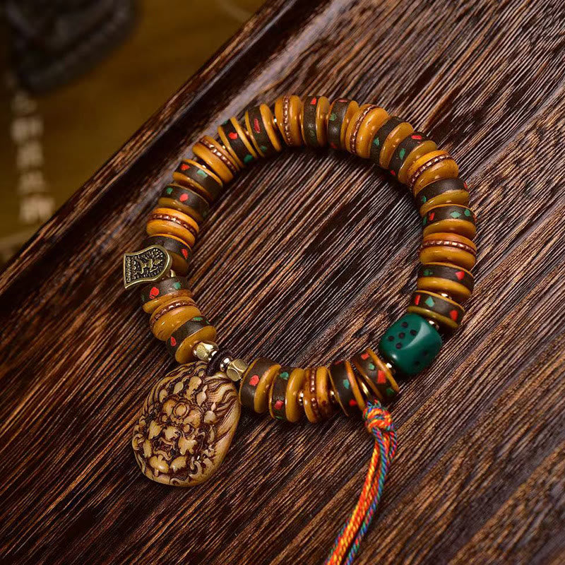 Foviel Tibetan Camel Bone Dice Tassel Protection Bracelet