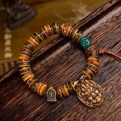 Foviel Tibetan Camel Bone Dice Tassel Protection Bracelet