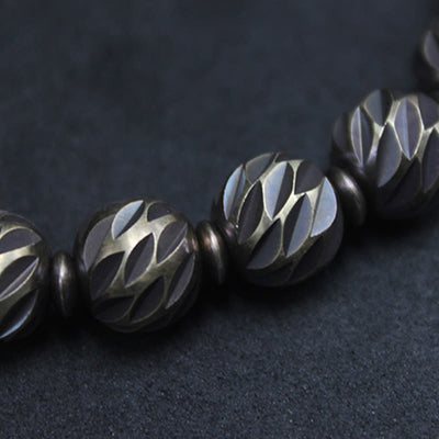 Bracelet Foviel Vintage en cuivre et laiton à motif de sculpture sur couteau vieilli, symbole de richesse