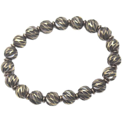 Bracelet Foviel Vintage en cuivre et laiton à motif de sculpture sur couteau vieilli, symbole de richesse