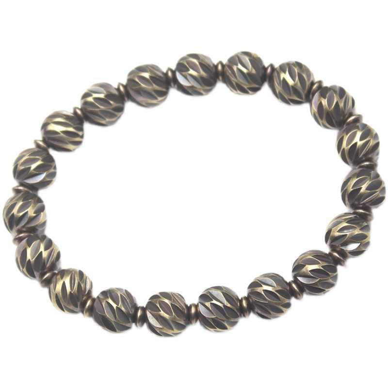 Bracelet Foviel Vintage en cuivre et laiton à motif de sculpture sur couteau vieilli, symbole de richesse