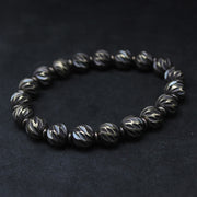 Bracelet Foviel Vintage en cuivre et laiton à motif de sculpture sur couteau vieilli, symbole de richesse
