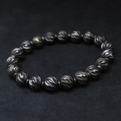 Bracelet Foviel Vintage en cuivre et laiton à motif de sculpture sur couteau vieilli, symbole de richesse