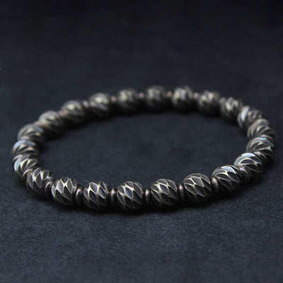 Bracelet Foviel Vintage en cuivre et laiton à motif de sculpture sur couteau vieilli, symbole de richesse