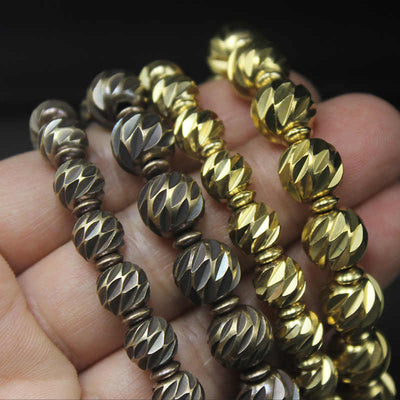 Bracelet Foviel Vintage en cuivre et laiton à motif de sculpture sur couteau vieilli, symbole de richesse