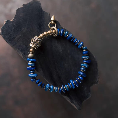 Buddha Stones Vintage Irregular Shape Design Lazurite Positive Bracelet - image 1
