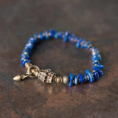 Buddha Stones Vintage Irregular Shape Design Lazurite Positive Bracelet - 6.7-6.9in(17-17.5cm) - image 0