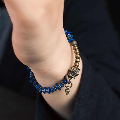 Buddha Stones Vintage Irregular Shape Design Lazurite Positive Bracelet - image 8