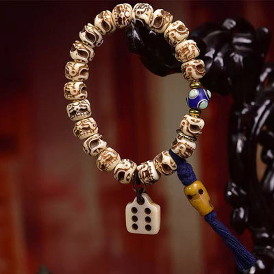 Foviel Tibetan Camel Bone Garuda Carved Protection Tassel Bracelet