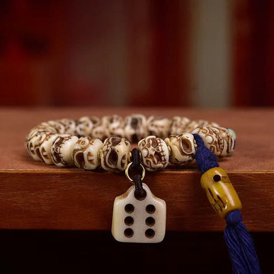 Foviel Tibetan Camel Bone Garuda Carved Protection Tassel Bracelet