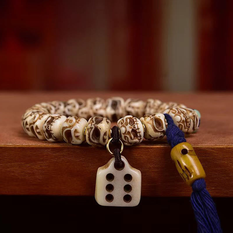 Foviel Tibetan Camel Bone Garuda Carved Protection Tassel Bracelet