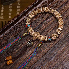 Foviel Tibetan Camel Bone Garuda Carved Protection Tassel Bracelet