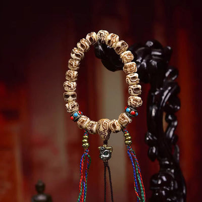 Foviel Tibetan Camel Bone Garuda Carved Protection Tassel Bracelet