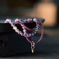Foviel Retro 6mm Amethyst 4mm Garnet Multilayer Balance Bracelet