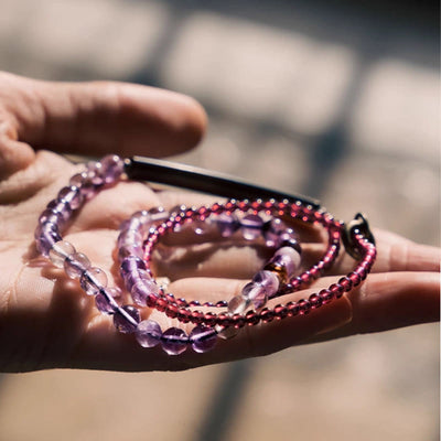 Foviel Retro 6mm Amethyst 4mm Garnet Multilayer Balance Bracelet